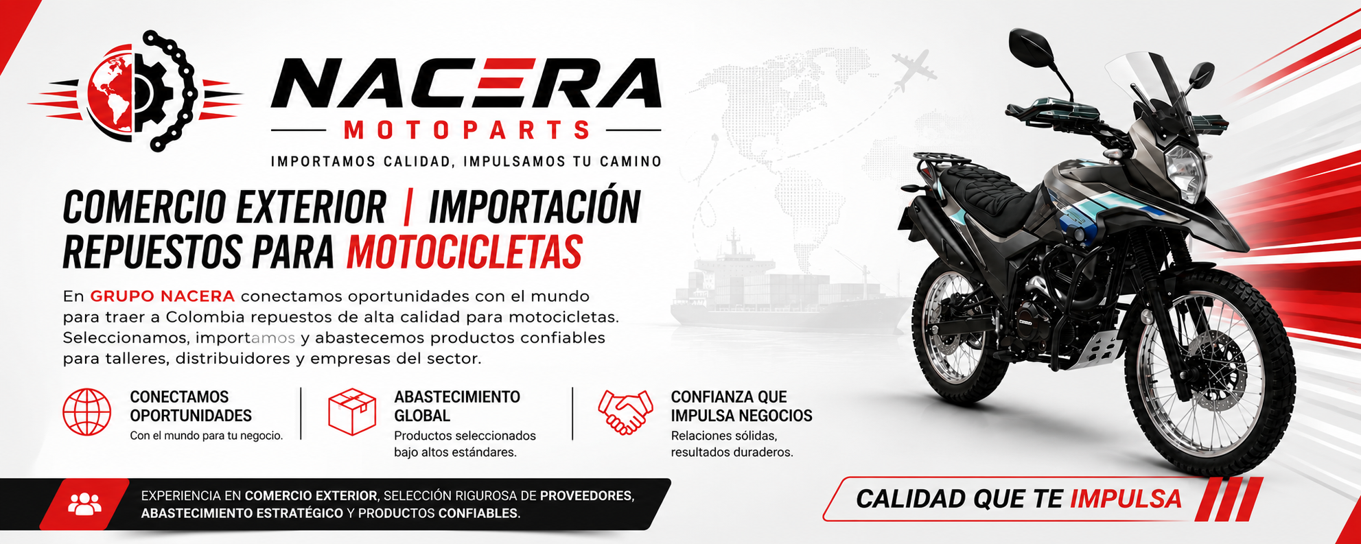 NACERA MOTOPARTS — Comercio exterior, importación y repuestos para motocicletas